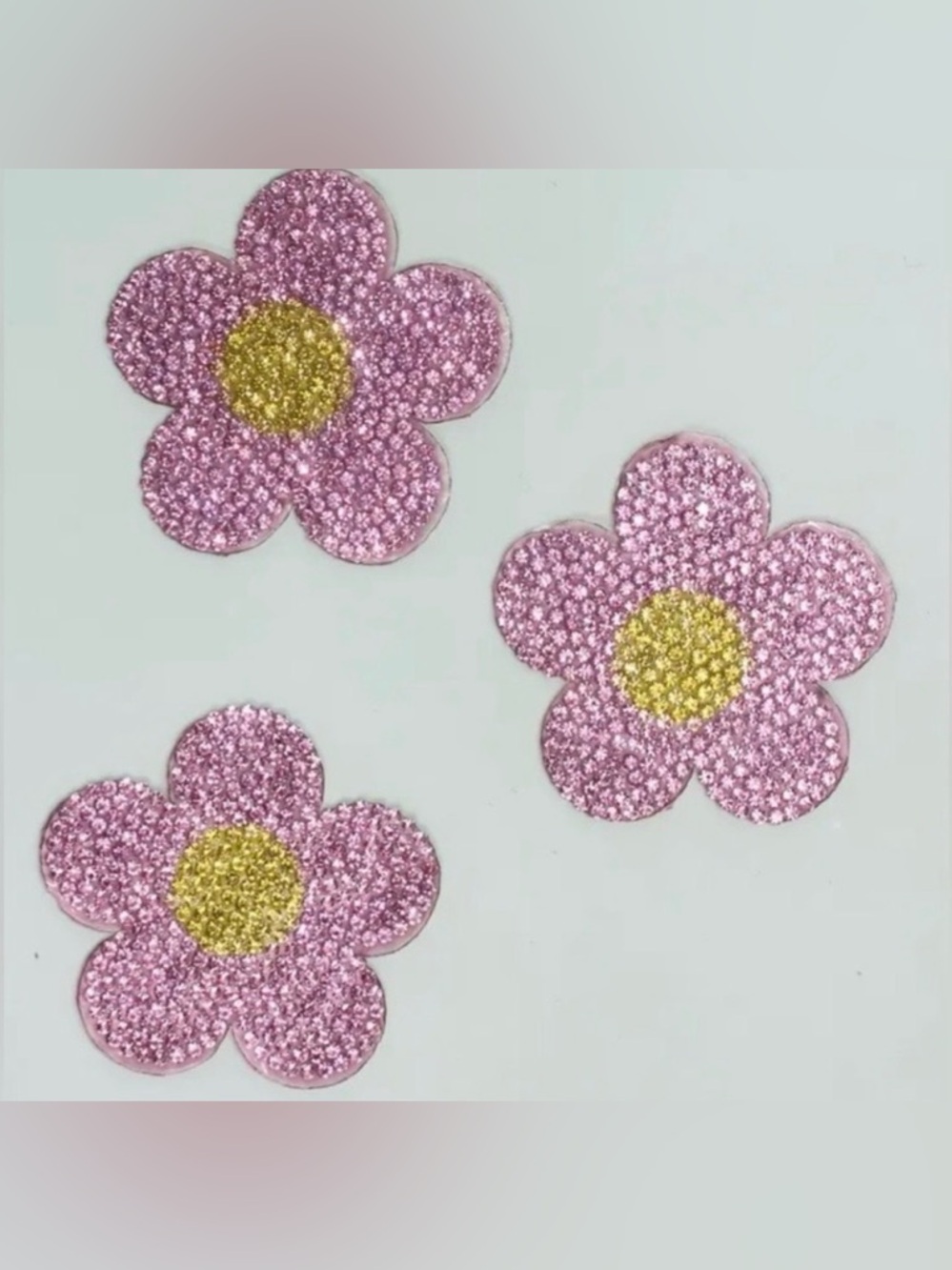 Pink & Gold Floral Rhinestone Iron-On Applique, Clothes, Crafts, Home, New